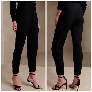 Banana Republic black high rise tapered cargo pants with belt 0